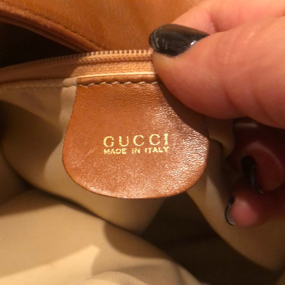 VINTAGE GUCCI BAMBOO HANDLE HOBO BAG W/ STRAP - Picture 5 of 8